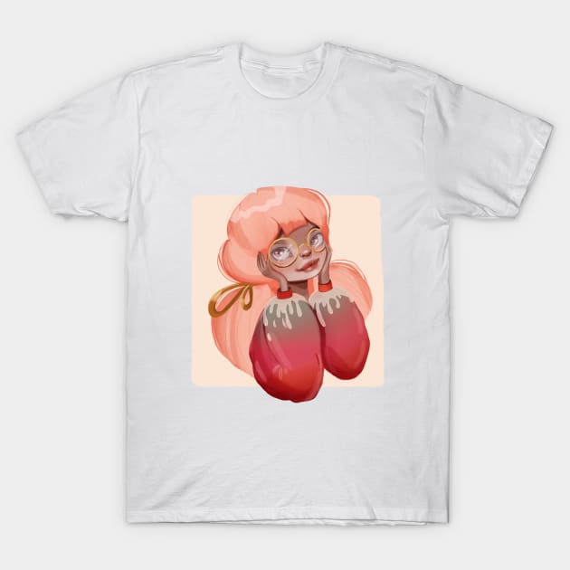 The girl in pink. Portrait of a cute girl. girl with pink hair. Girlish design. Design for girls T-Shirt by Var Space